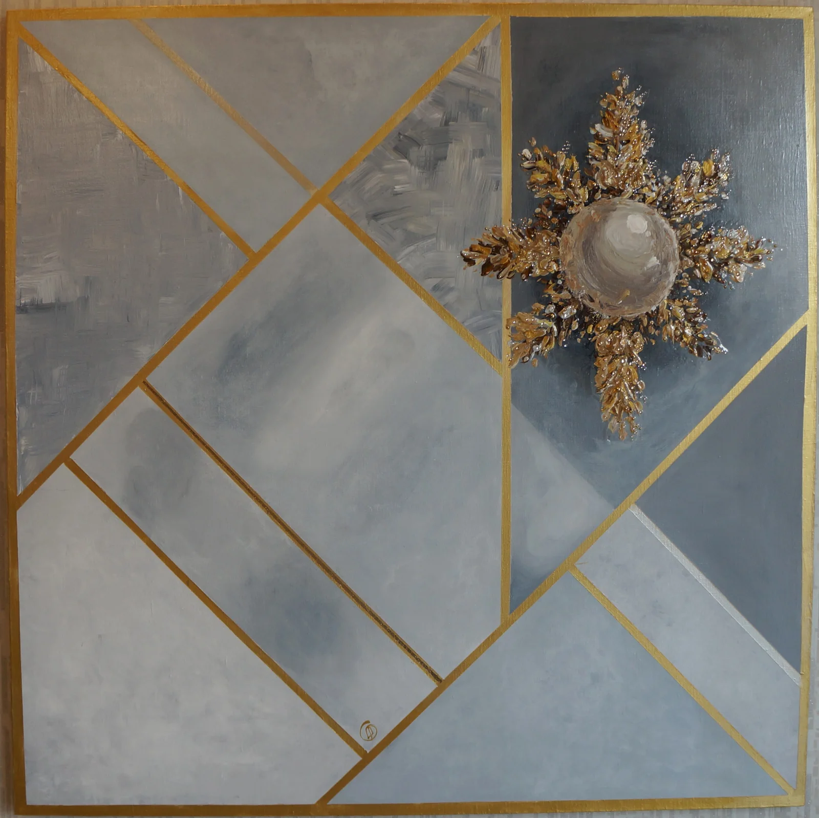 Картина «Золотое На Сером» — авторская работа Шаляпиной Ольги, 100х100 см